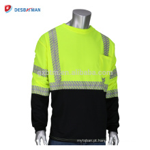 Customized Mens High Visibility Safety T-Shirt Various Size Neon Yellow Green O-Neck Construction Work Tee Shirts Long Sleeve